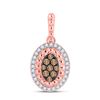 Image 1 : Round Brown Diamond Oval Pendant 1/4 Cttw 10KT Rose Gold