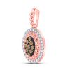 Image 2 : Round Brown Diamond Oval Pendant 1/4 Cttw 10KT Rose Gold