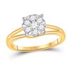 Image 1 : Round Diamond Flower Cluster Ring 1/2 Cttw 10KT Yellow Gold