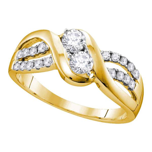 Diamond 2-stone Bridal Wedding Engagement Ring 5/8 Cttw 10KT Yellow Gold