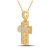 Image 2 : Round Diamond Cross Charm Pendant 3-1/4 Cttw 10KT Yellow Gold