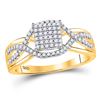 Image 1 : Round Diamond Rectangle Twist Cluster Ring 1/4 Cttw 10KT Yellow Gold