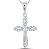 Image 1 : Round Diamond Cross Pendant 1/6 Cttw 14KT White Gold