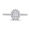 Image 2 : Baguette Diamond Oval Cluster Ring 1/3 Cttw 14KT White Gold