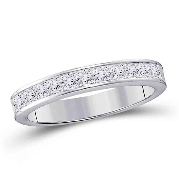 Princess Diamond Wedding Band 1/4 Cttw 14KT White Gold