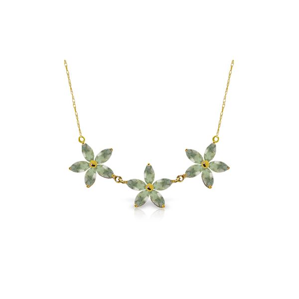 Genuine 4.2 ctw Green Amethyst Necklace 14KT Yellow Gold - REF-60N7R