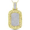 Image 1 : Round Diamond Curb Link Dog Tag Charm Pendant 5/8 Cttw 10KT Yellow Gold