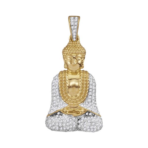Round Diamond Gautama Buddha Charm Pendant 1/2 Cttw 10KT Yellow Gold