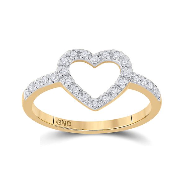 Round Diamond Heart Ring 1/5 Cttw 10KT Yellow Gold