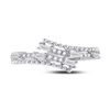 Image 2 : Baguette Diamond Bypass Band Ring 1/5 Cttw 14KT White Gold