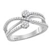 Image 1 : Round Diamond Flower Cluster Crossover Band Ring 1/3 Cttw 10KT White Gold