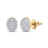 Image 1 : Baguette Diamond Oval Cluster Earrings 1/4 Cttw 10KT Yellow Gold