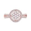 Image 2 : Round Diamond Circle Cluster Ring 1/2 Cttw 10KT Rose Gold