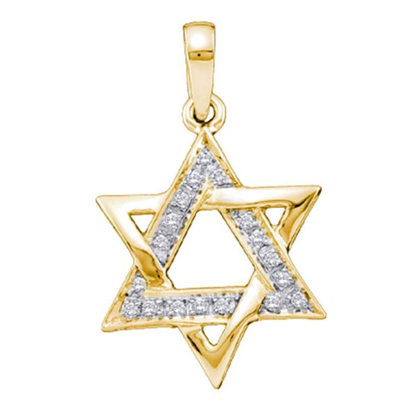 Diamond Star Magen David Jewish 6-point Pendant 1/10 Cttw 14KT Yellow Gold