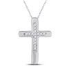 Image 1 : Round Diamond Cross Pendant 1/20 Cttw 10KT White Gold
