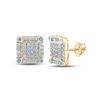 Image 1 : Round Diamond Square Earrings 1/4 Cttw 10KT Yellow Gold