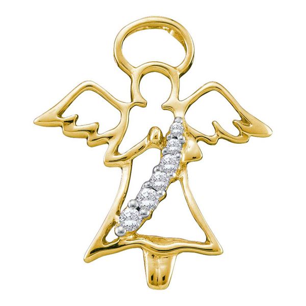 Round Diamond Praying Guardian Angel Pendant 1/20 Cttw 10KT Yellow Gold