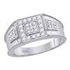 Image 1 : Round Diamond Square Ring 1/2 Cttw 14KT White Gold