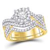Image 1 : Diamond Contoured Bridal Wedding Ring Band Set 1 Cttw 10KT Yellow Gold