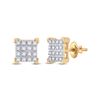 Image 1 : Round Diamond Square Earrings 1/10 Cttw 10KT Yellow Gold