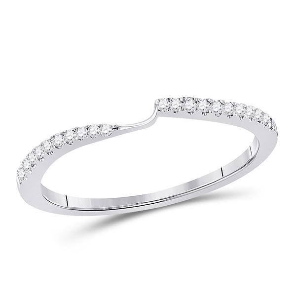 Round Diamond 2-stone Wedding Band 1/8 Cttw 14KT White Gold