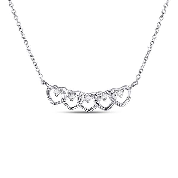 Round Diamond Heart Necklace 1/20 Cttw 14KT White Gold