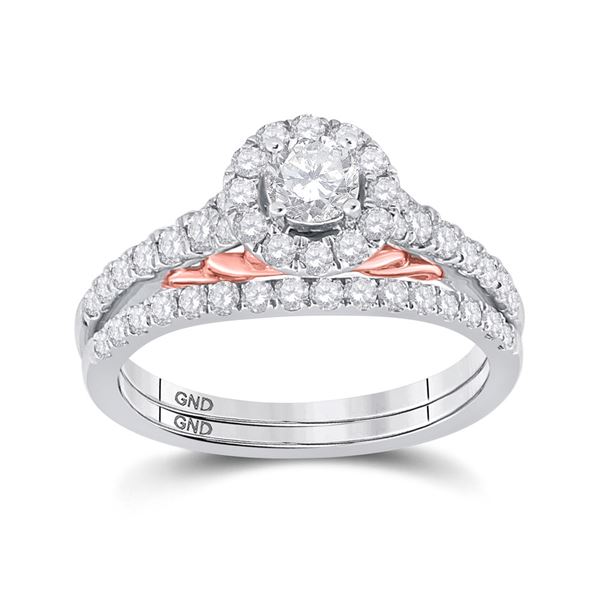 Diamond Bridal Wedding Ring Band Set 1 Cttw 14KT Two-tone Gold