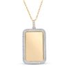 Image 1 : Baguette Diamond Dog Tag Picture Memory Pendant 2 Cttw 10KT Yellow Gold