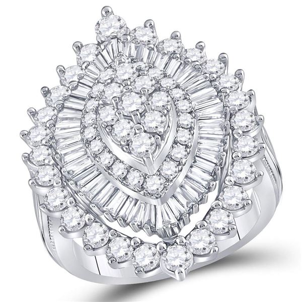 Round Diamond Marquise-shape Cluster Ring 3 Cttw 14KT White Gold
