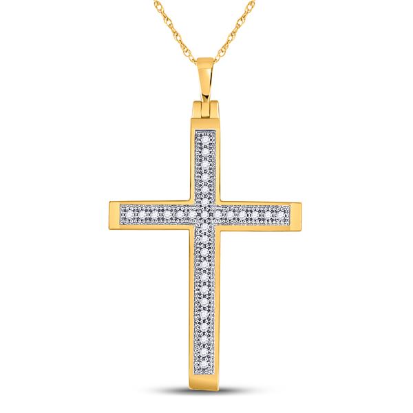 Round Diamond Cross Religious Pendant 1/12 Cttw 10KT Yellow Gold