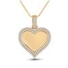 Image 1 : Round Diamond Heart Picture Memory Pendant 2-1/2 Cttw 14KT Yellow Gold