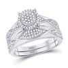Image 2 : Diamond Cluster Matching Wedding Set 1/2 Cttw 10KT White Gold