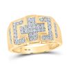 Image 1 : Round Diamond Cross Cluster Ring 1/3 Cttw 10KT Yellow Gold