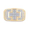 Image 2 : Round Diamond Cross Cluster Ring 1/3 Cttw 10KT Yellow Gold