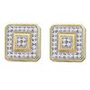 Image 1 : Round Diamond Square Cluster Earrings 1/6 Cttw 10KT Yellow Gold