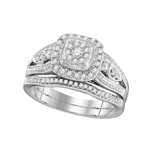 Diamond Bridal Wedding Ring Band Set 3/8 Cttw 10KT White Gold