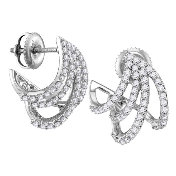 Round Diamond Lobe Huggie Earrings 1/2 Cttw 10KT White Gold