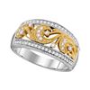 Image 1 : Round Diamond 2-tone Filigree Band Ring 1/3 Cttw 10KT Two-tone Gold