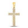 Image 1 : Round Diamond Roman Cross Pendant 1/3 Cttw 10KT Yellow Gold