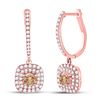 Image 1 : Round Brown Diamond Dangle Earrings 2-1/3 Cttw 14KT Rose Gold
