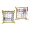 Image 1 : Round Diamond Square Cluster Earrings 1/6 Cttw 14KT Yellow Gold