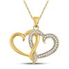 Image 1 : Round Diamond Double Joined Heart Pendant 1/10 Cttw 10KT Yellow Gold