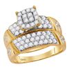 Image 2 : Diamond Cross Matching Wedding Set 1-5/8 Cttw 14KT Yellow Gold