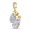 Image 2 : Round Diamond Boxing Gloves Sports Charm Pendant 1-3/4 Cttw 10KT Yellow Gold