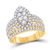 Image 1 : Round Diamond Marquise-shape Cluster Ring 1-3/4 Cttw 14KT Yellow Gold