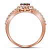 Image 2 : Round Brown Diamond Cluster Ring 1/2 Cttw 10KT Rose Gold