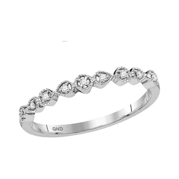 Round Diamond Stackable Band Ring 1/20 Cttw 10KT White Gold