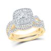 Image 1 : Bridal Wedding Ring Band Set 1-1/5 Cttw 14KT Yellow Gold