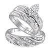 Image 1 : Diamond Cluster Matching Wedding Set 1/3 Cttw 10KT White Gold