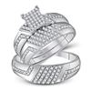 Image 1 : Diamond Cluster Matching Wedding Set 3/4 Cttw 10KT White Gold
